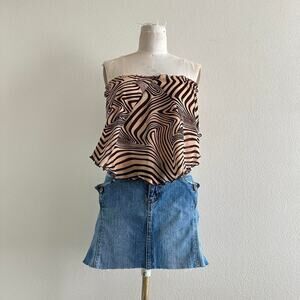 handmade tan and brown retro abstract mesh bandeau